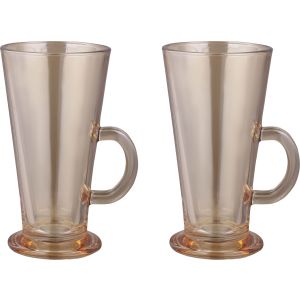 Glass Juice Mug Set, 2 Pieces, 270 ml - Light Brown