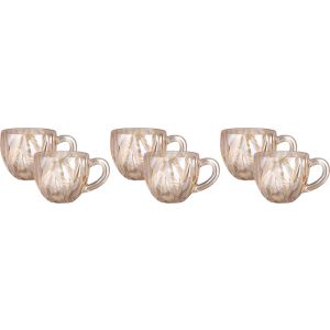 Glass Mug Set, 6 Pieces, 160 ml - Light Brown