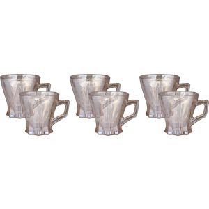 Glass Mug Set, 6 Pieces, 150 ml - Light Brown
