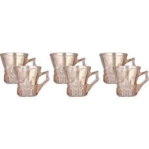 Glass Mug Set, 6 Pieces, 180 ml - Light Brown