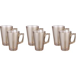 Glass Mug Set, 6 Pieces, 245 ml - Light Brown