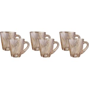 Glass Mug Set, 6 Pieces, 200 ml - Light Brown