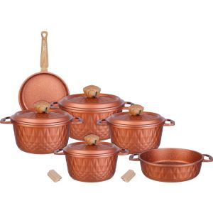 Ideal Home Granite Pots Set, 14 Pieces - Copper