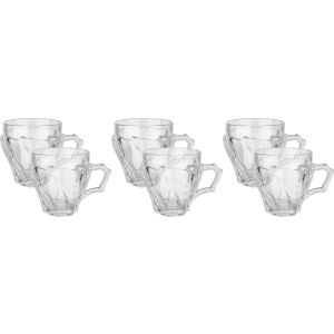 Glass Mug Set, 6 Pieces, 240 ml - Clear