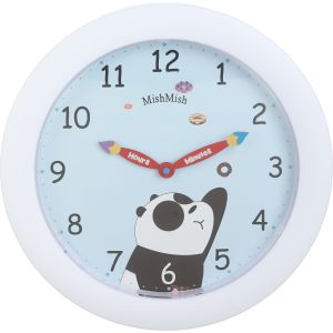 Plastic Round Wall Clock, 30 Cm - White Light Blue