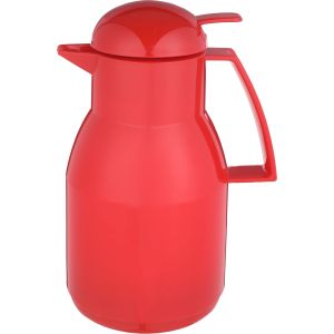Aelios Plastic Thermos Flask with Glass Core, Push Button Lid, 1000 ml - Red