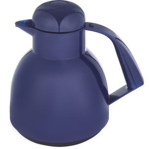 Aelios Plastic Thermos Flask with Glass Core, Push Button Lid, 1000 ml - Navy