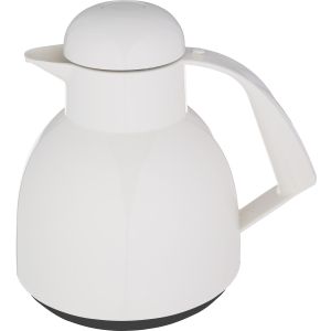 Aelios Plastic Thermos Flask with Glass Core, Push Button Lid, 1000 ml - White