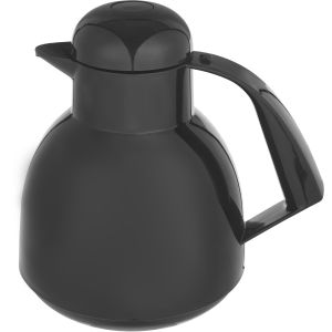 Aelios Plastic Thermos Flask with Glass Core, Push Button Lid, 1000 ml - Black