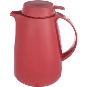 Aelios Plastic Thermos Flask with Glass Core, Push Button Lid, 1000 ml - Red