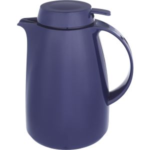 Aelios Plastic Thermos Flask with Glass Core, Push Button Lid, 1000 ml - Navy