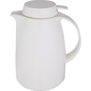 Aelios Plastic Thermos Flask with Glass Core, Push Button Lid, 1000 ml - White