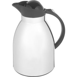 Aelios Plastic Thermos Flask with Glass Core, Push Button Lid, 1000 ml - Silver