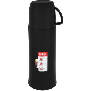 Helios Plastic Thermal Thermos, Glass Core, 750 ml - Black