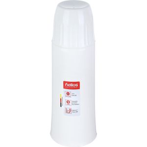 Helios Plastic Thermal Thermos, Glass Core, 1000 ml - White