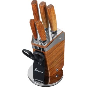 Stainless Steel Knife Set, Bakelite Handle, 6 Pieces, with Plastic Stand - Multicolor
