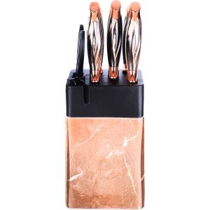 Falmer Stainless Steel Knife Set, Bakelite Handle, 6 Pieces, with Plastic Stand - Black Copper
