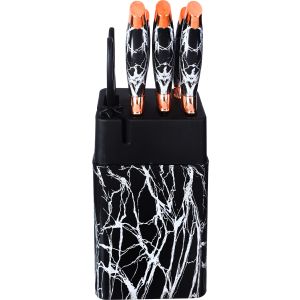 Falmer Stainless Steel Knife Set, Bakelite Handle, 6 Pieces, with Plastic Stand - Multicolor