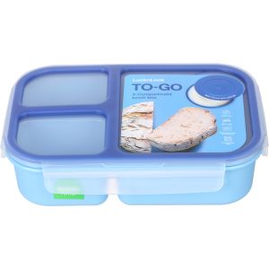 LocknLock Plastic Lunch Box, 3 Eyes, 980 ml - Light Blue