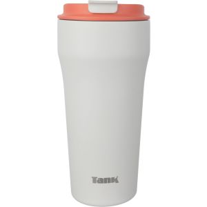 Tank Stainless Steel Thermal Mug, with Straw, 480 ml - Off White Orange