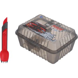 Max Plast Plastic Lunch Box with Spoon and Fork, 2 Eyes, 1.7 Liter - Black