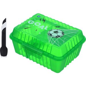 Max Plast Plastic Lunch Box with Spoon and Fork, 2 Eyes, 1.7 Liter - Green