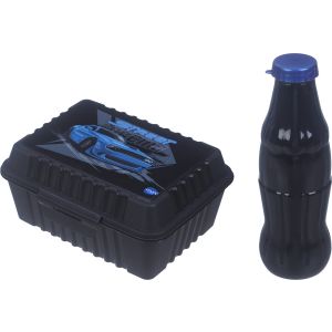 Max Plast Plastic Lunch Box Set with Bottle, 2 Eyes, 1 Liters - Black