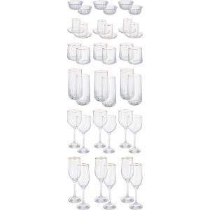 Pasabahce Glass Set, 42 Pieces - Clear Gold