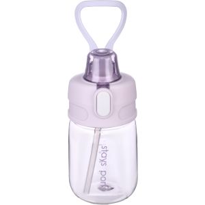 Falmer Plastic Water Bottle with Lid and Straw, 400 ml - Mauve