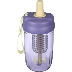 Plastic Water Bottle with Lid and Straw, 610 ml - Mauve Yellow