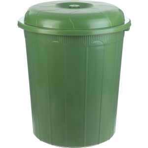 Plastic Trash Bins with Lid, 60 Litre - Olive