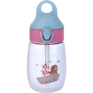 Plastic Flask with Straw for Kids, 400 ml - Rose Light Blue
