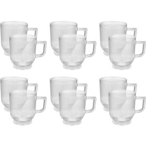 Galaxy Glass Mug Set, 12 Pieces, 210 ml - Clear