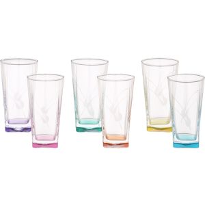 Pasabahce Glass Cups Set, 6 Pieces, 305 ml - Multicolor