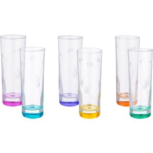 Pasabahce Glass Cups Set, 6 Pieces, 290 ml - Multicolor