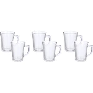 City Glass Mug Set, 6 Pieces, 170 ml - Clear