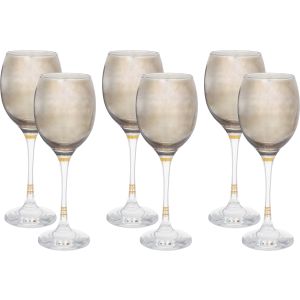 Mousa Glass Juice Glasses Set, 6 Pieces, 200 ml - Grey Gold