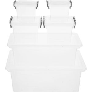 El Hoda Plastic Storage Box Set, 6 Pieces - Clear Grey