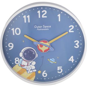 Plastic Round Wall Watch, 30 cm - White Blue