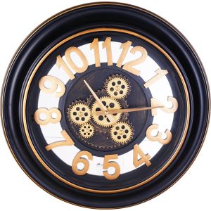 Round Plastic Wall Clock, 48 cm - Black Gold