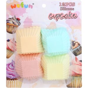 Silicone Cupcake Mold Set, 12 Pieces - Multicolor