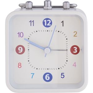 Metal Alarm Clock with Internal Light, 8 cm - White