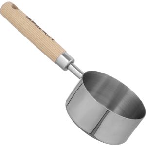 Stainless Steel Measuring Cup Shaped, with Wooden Handle, 125 ml - Silver Wooden