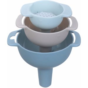 Plastic Funnel Set With Strainer, 3 Pieces, 12×10×9 cm - Multicolor