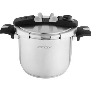 Zinox Stainless Steel Pressure Cooker, Automatic Lid, 6 Liter - Silver Black