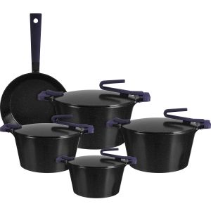 Pyrex Artisan Granite Pots Set, 9 Pieces - Black