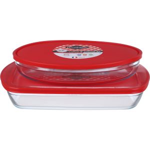 Ocuisine Glass Oven Dish Set, 2 Pieces - Clear Red