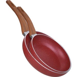 Truval Granite Premium Frying Pan Set, 2 Pieces - Red