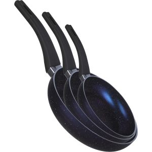 Trueval Granite Premium Frying Pan Set, 3 Pieces - Blue