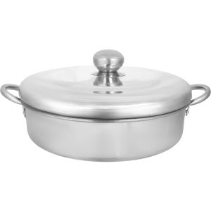 Chef Cook Round Aluminum Oven Tray with Handle, 28 cm - Silver
